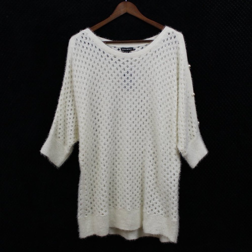 Lauren Michelle Off White Diamond Cut Sweater